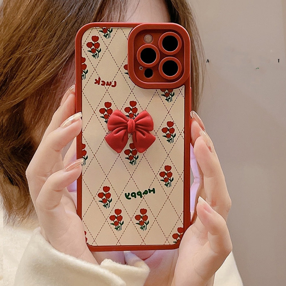 Cute Flower Bow Silicone Phone Case