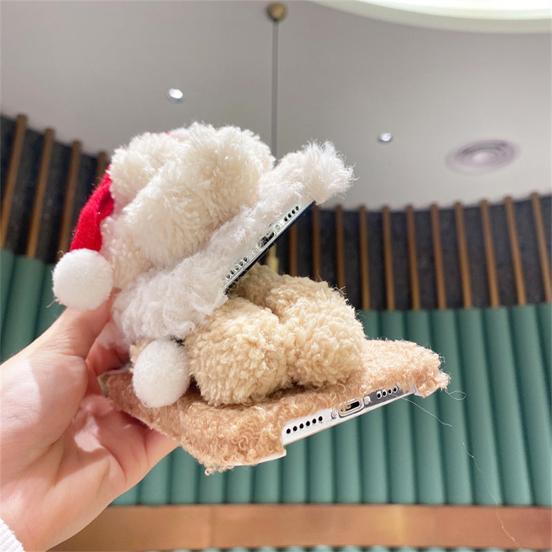 Christmas Bear Plush Mobile Phone Case