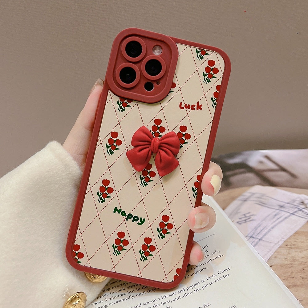 Cute Flower Bow Silicone Phone Case