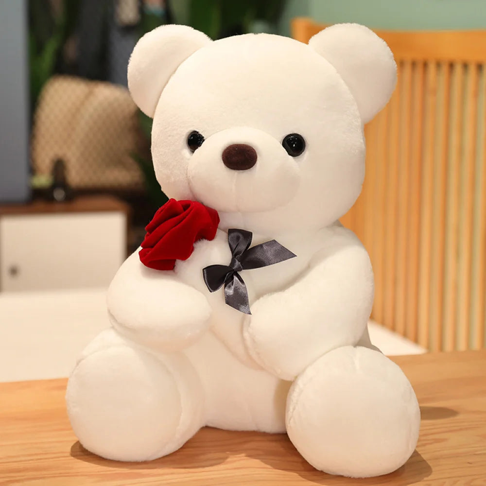 Cute Rose Bear Plush Toy, Valentine's Day Gift Hug Bear Plush Toy Female Birthday Gift