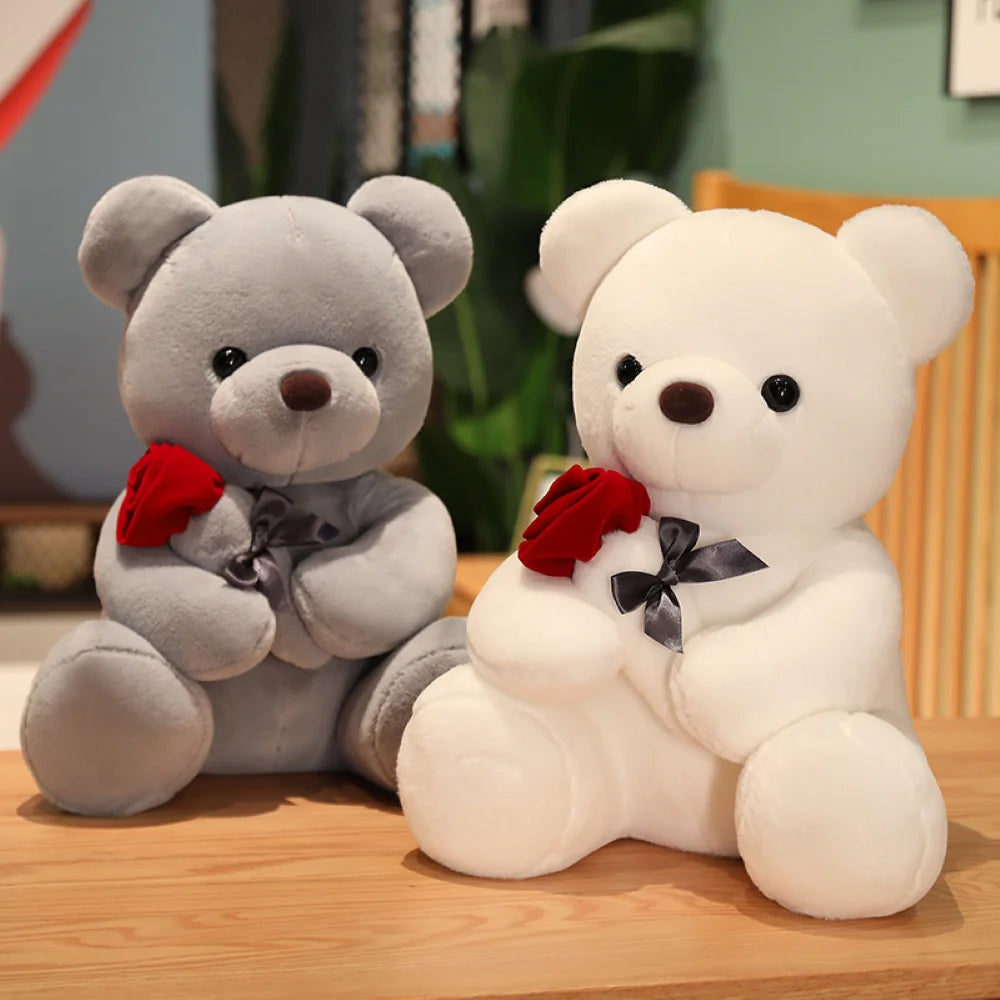 Cute Rose Bear Plush Toy, Valentine's Day Gift Hug Bear Plush Toy Female Birthday Gift