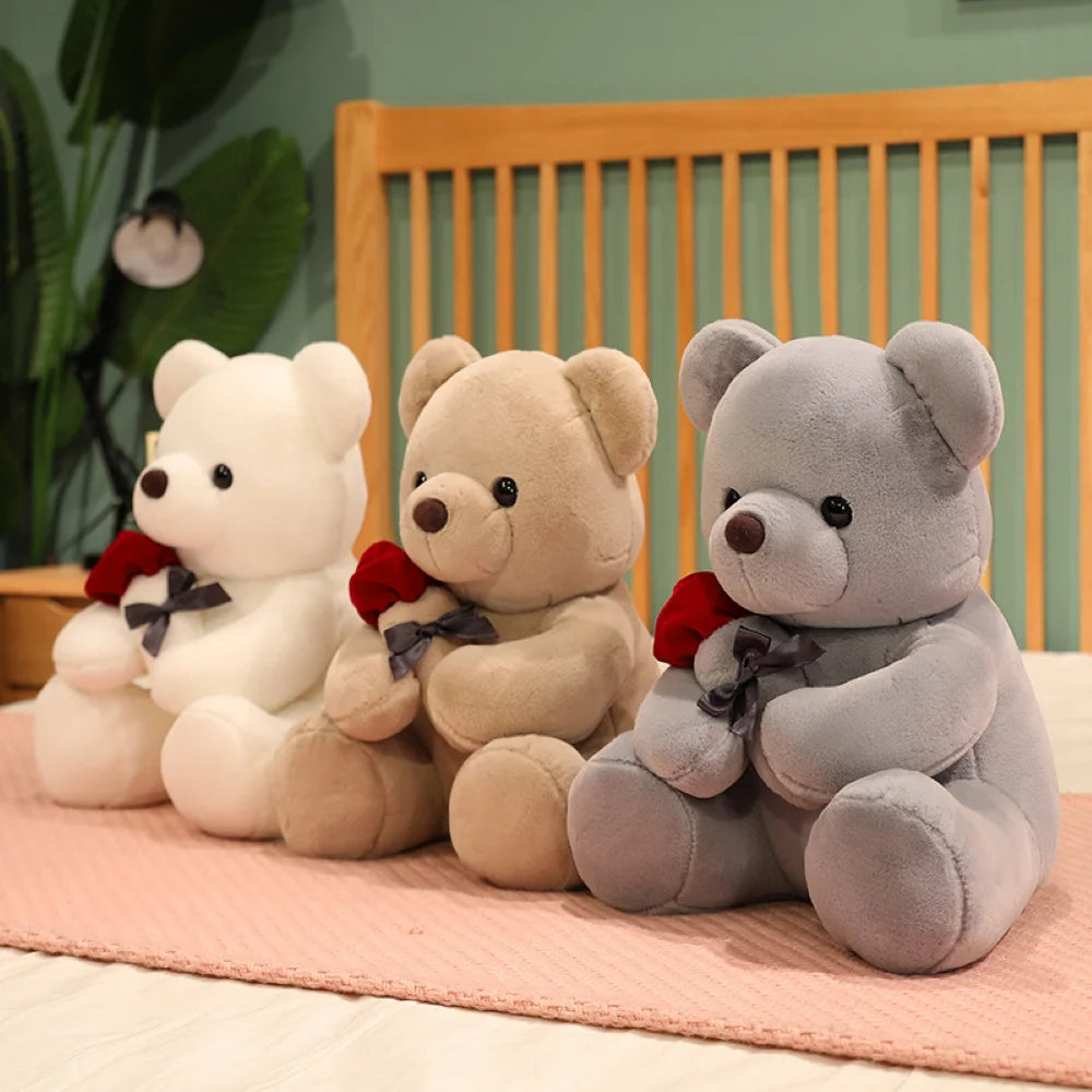 Cute Rose Bear Plush Toy, Valentine's Day Gift Hug Bear Plush Toy Female Birthday Gift