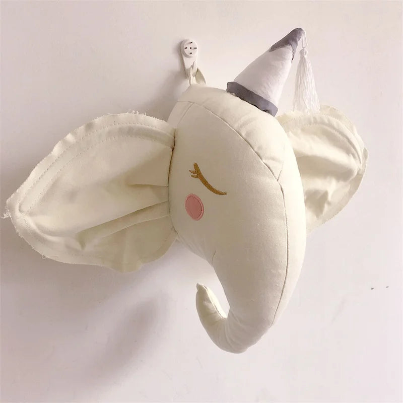 Nordic 3D Animal Heads Elephant/Deer/Unicorn Kids Room Wall Decorations Artwork Baby Gifts Stuffed Toys Nursery Room Ornament