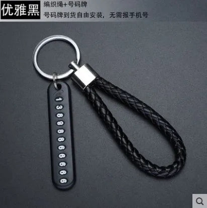 New Anti-lost Car Keychain Woven Number Plate Mobile Phone Number Key Chain Best Gift Jewelry K4209