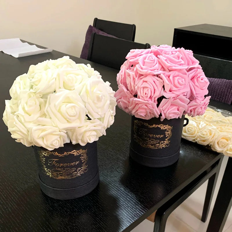 10/20/30Pcs 8cm Artificial PE Foam Rose Flowers Bridal Bouquets For Wedding Table Home Party Decorations DIY Scrapbook Supplies