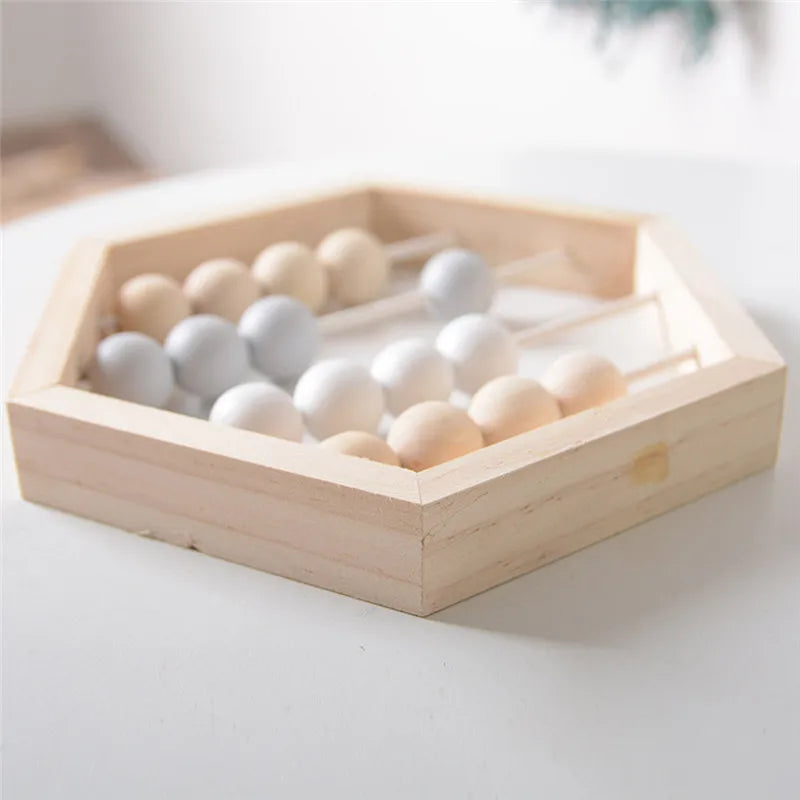 Natural Wooden Abacus With Beads Kids Room Desktop Decor Baby Early Learning Educational Toys Girl Boy Room Craft Ornament Gifts