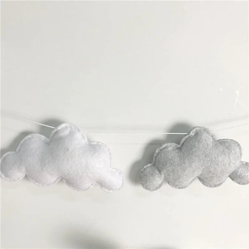 Nordic Felt Cloud Garlands String Wall Hanging Ornaments Baby Bed Kids Room Decoration Nursery Decor Photo Props Party Banner