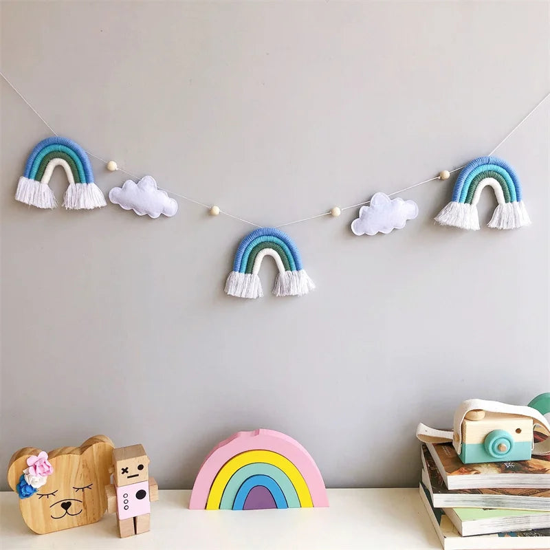 Nordic Cloud Rainbow Garlands Kids Room Ornament Banner Decor for Baby Bedroom Nursery Birthday Party Classroom Decoration Gift