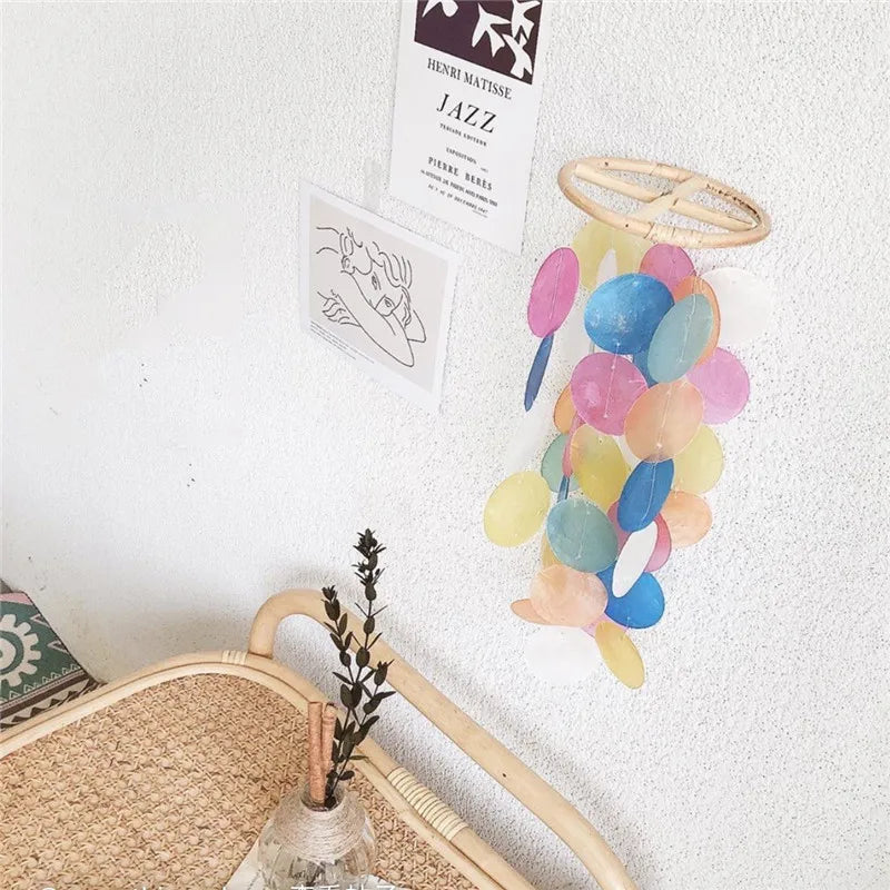 Home Korean Decor Shell Wind Chimes Bedroom Balcony Wall Room Decoration Nordic Home Office Kids Room Nursery Ornament Props