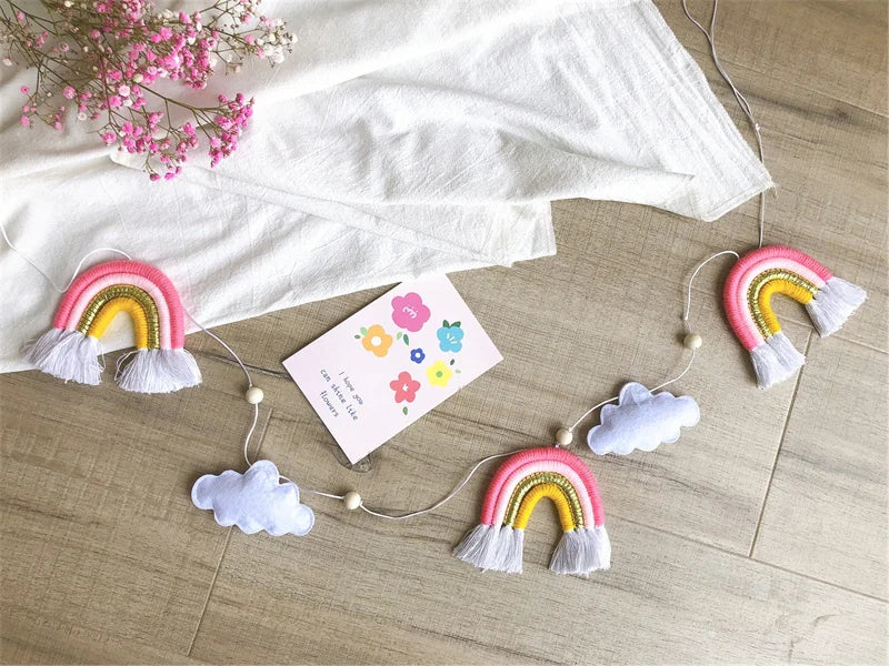 Nordic Cloud Rainbow Garlands Kids Room Ornament Banner Decor for Baby Bedroom Nursery Birthday Party Classroom Decoration Gift