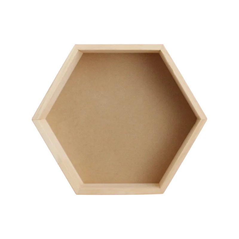 Nordic Wood Hexagon Wall DecorationKids Bedroom Candy Organization Hanger Photography Props Shelves Storage Decor Polygon Box