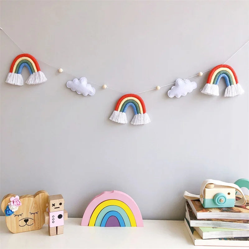 Nordic Cloud Rainbow Garlands Kids Room Ornament Banner Decor for Baby Bedroom Nursery Birthday Party Classroom Decoration Gift