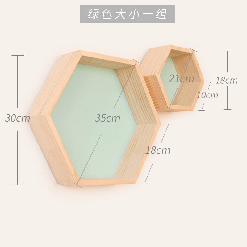 Nordic Wood Hexagon Wall DecorationKids Bedroom Candy Organization Hanger Photography Props Shelves Storage Decor Polygon Box