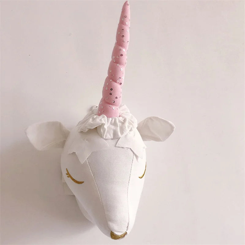 Nordic 3D Animal Heads Elephant/Deer/Unicorn Kids Room Wall Decorations Artwork Baby Gifts Stuffed Toys Nursery Room Ornament