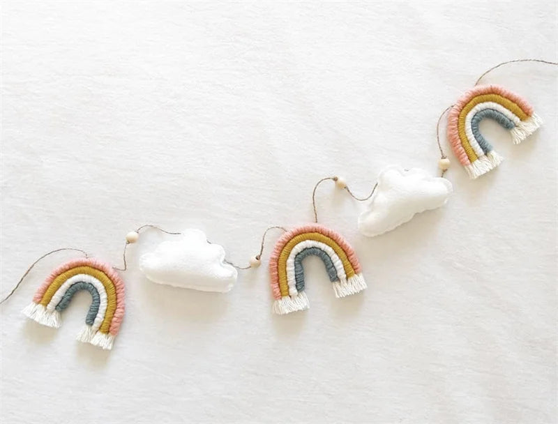 Nordic Cloud Rainbow Garlands Kids Room Ornament Banner Decor for Baby Bedroom Nursery Birthday Party Classroom Decoration Gift