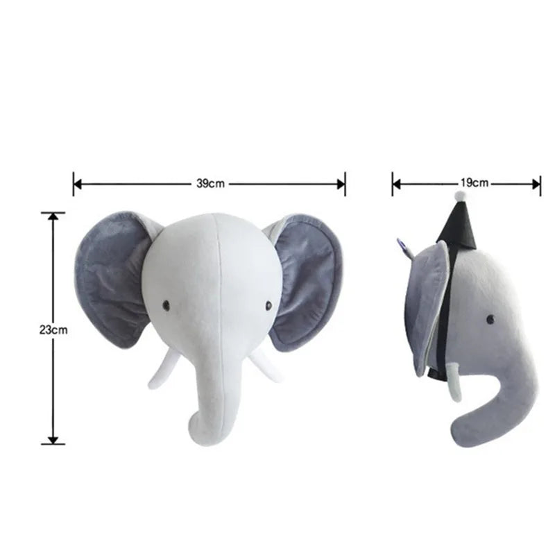 Nordic 3D Animal Heads Elephant/Deer/Unicorn Kids Room Wall Decorations Artwork Baby Gifts Stuffed Toys Nursery Room Ornament