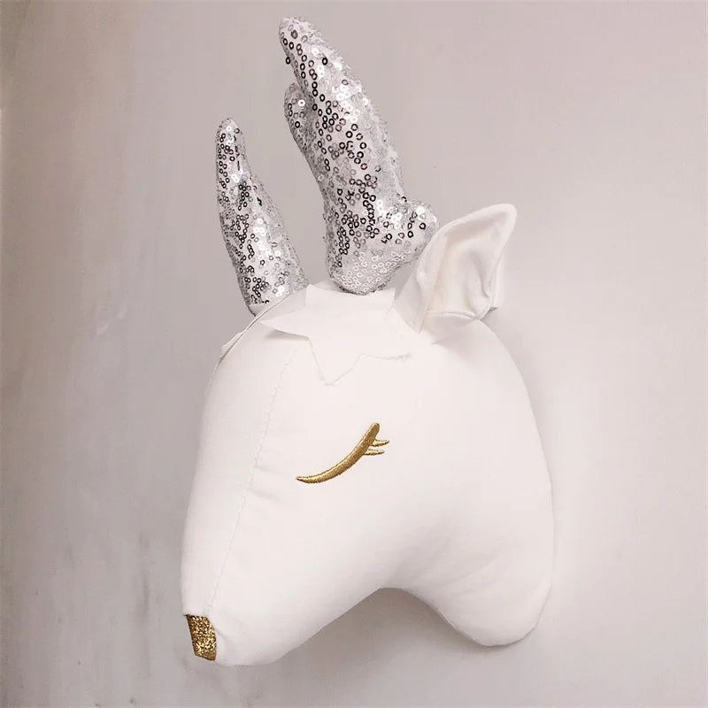 Nordic 3D Animal Heads Elephant/Deer/Unicorn Kids Room Wall Decorations Artwork Baby Gifts Stuffed Toys Nursery Room Ornament