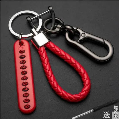 New Anti-lost Car Keychain Woven Number Plate Mobile Phone Number Key Chain Best Gift Jewelry K4209