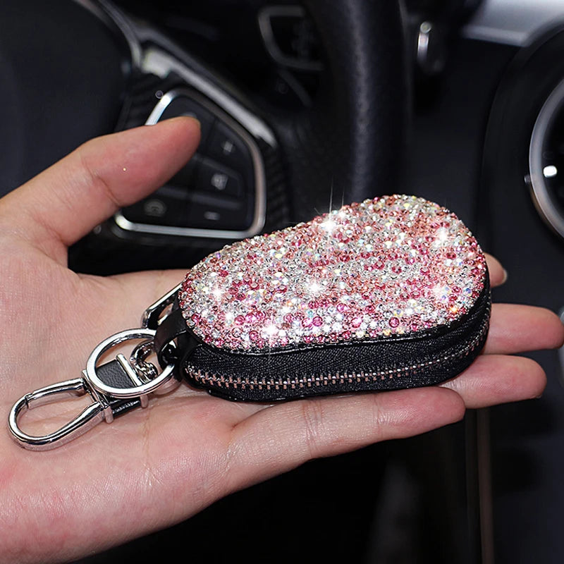 Universal Diamond Car Key Holder Storage Case Luxury Crystal Keychains Key Cover Bag Wallet for BMW Lada Benz Keychain