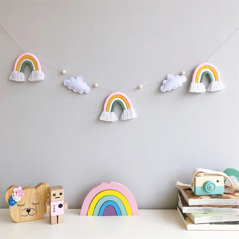 Nordic Cloud Rainbow Garlands Kids Room Ornament Banner Decor for Baby Bedroom Nursery Birthday Party Classroom Decoration Gift