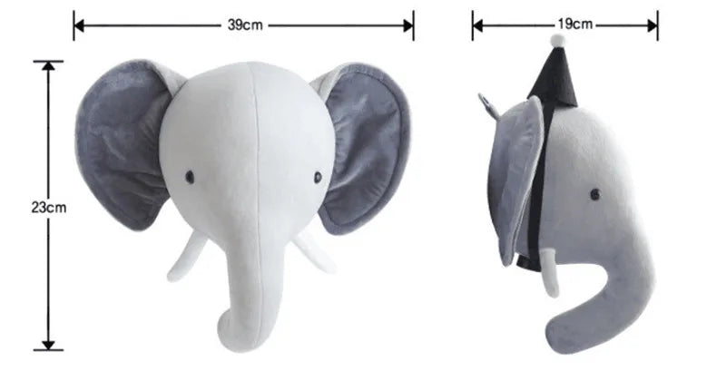 Nordic 3D Animal Heads Elephant/Deer/Unicorn Kids Room Wall Decorations Artwork Baby Gifts Stuffed Toys Nursery Room Ornament