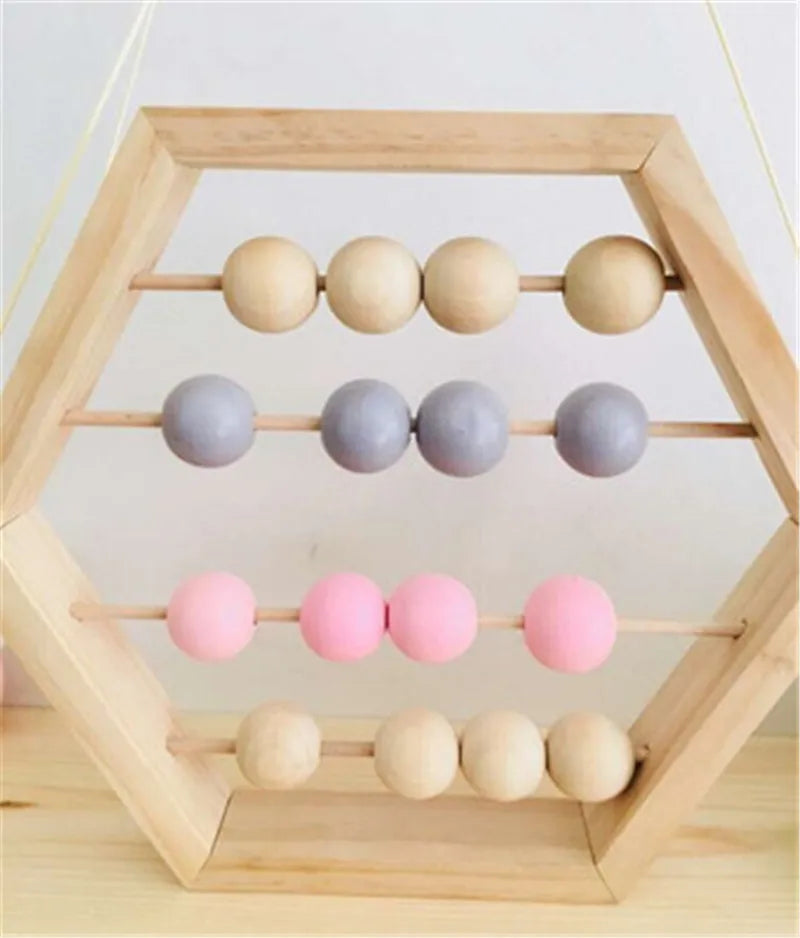 Natural Wooden Abacus With Beads Kids Room Desktop Decor Baby Early Learning Educational Toys Girl Boy Room Craft Ornament Gifts