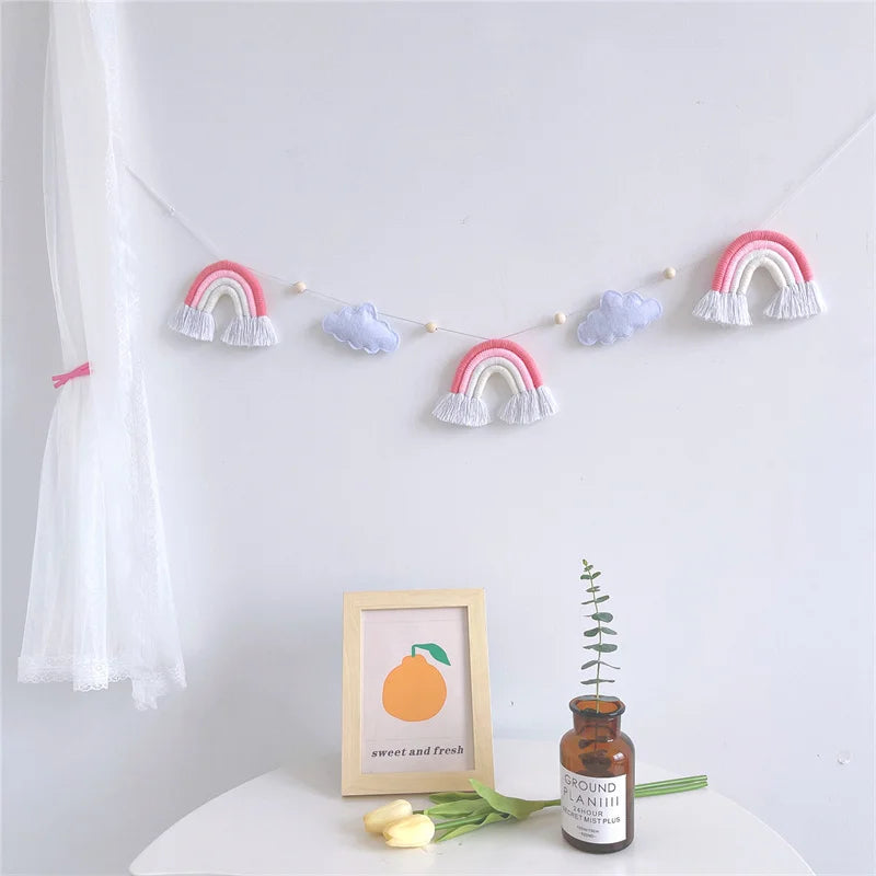 Nordic Cloud Rainbow Garlands Kids Room Ornament Banner Decor for Baby Bedroom Nursery Birthday Party Classroom Decoration Gift