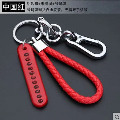 New Anti-lost Car Keychain Woven Number Plate Mobile Phone Number Key Chain Best Gift Jewelry K4209