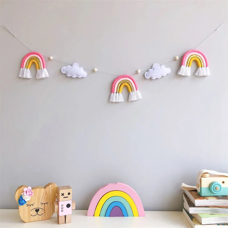 Nordic Cloud Rainbow Garlands Kids Room Ornament Banner Decor for Baby Bedroom Nursery Birthday Party Classroom Decoration Gift