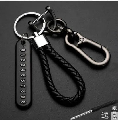 New Anti-lost Car Keychain Woven Number Plate Mobile Phone Number Key Chain Best Gift Jewelry K4209