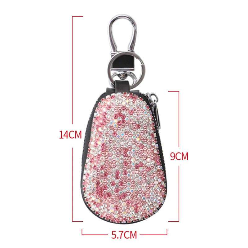 Universal Diamond Car Key Holder Storage Case Luxury Crystal Keychains Key Cover Bag Wallet for BMW Lada Benz Keychain