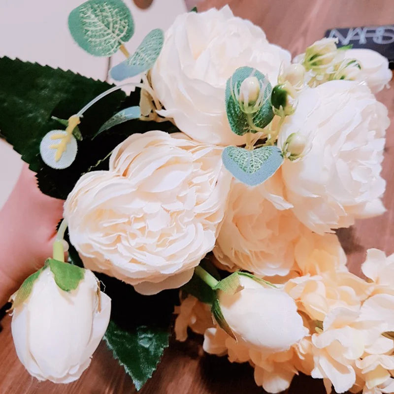 2018 Silk Rose Peony Artificial Flowers Beautiful Flores Bouquet for Wedding Party Home Decoration Mariage Fake Flowers A49B25