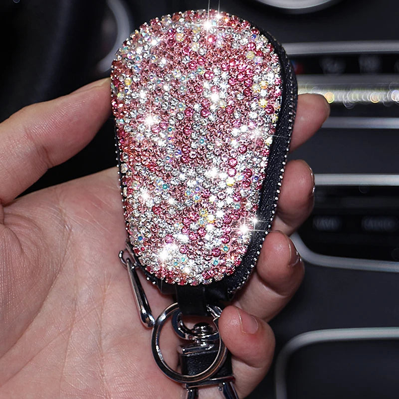 Universal Diamond Car Key Holder Storage Case Luxury Crystal Keychains Key Cover Bag Wallet for BMW Lada Benz Keychain