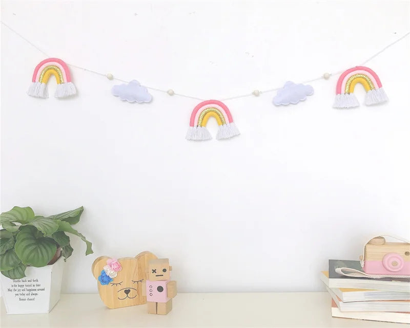 Nordic Cloud Rainbow Garlands Kids Room Ornament Banner Decor for Baby Bedroom Nursery Birthday Party Classroom Decoration Gift