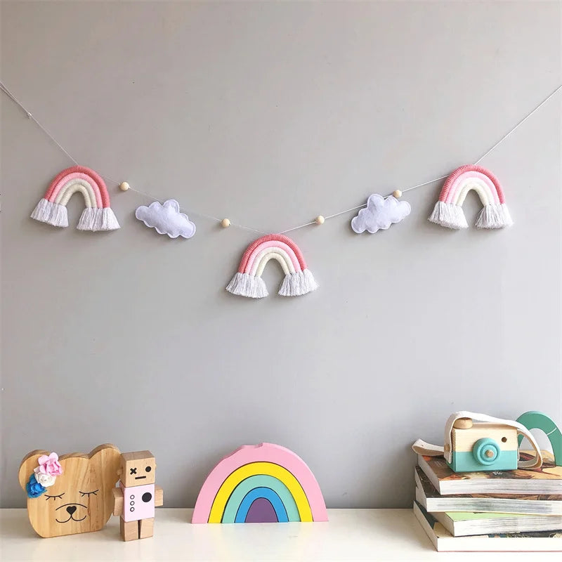 Nordic Cloud Rainbow Garlands Kids Room Ornament Banner Decor for Baby Bedroom Nursery Birthday Party Classroom Decoration Gift