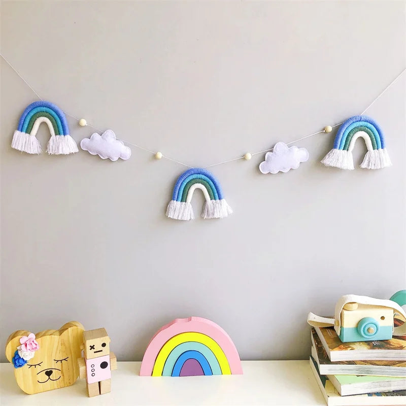 Nordic Cloud Rainbow Garlands Kids Room Ornament Banner Decor for Baby Bedroom Nursery Birthday Party Classroom Decoration Gift