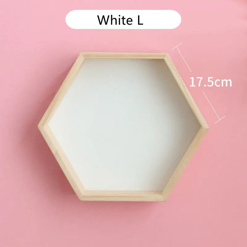 Nordic Wood Hexagon Wall DecorationKids Bedroom Candy Organization Hanger Photography Props Shelves Storage Decor Polygon Box