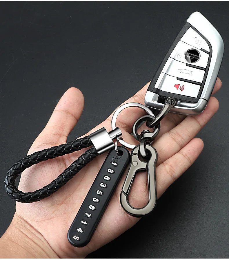 New Anti-lost Car Keychain Woven Number Plate Mobile Phone Number Key Chain Best Gift Jewelry K4209