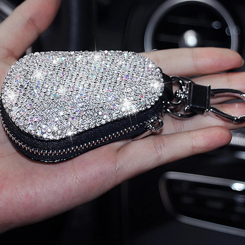 Universal Diamond Car Key Holder Storage Case Luxury Crystal Keychains Key Cover Bag Wallet for BMW Lada Benz Keychain