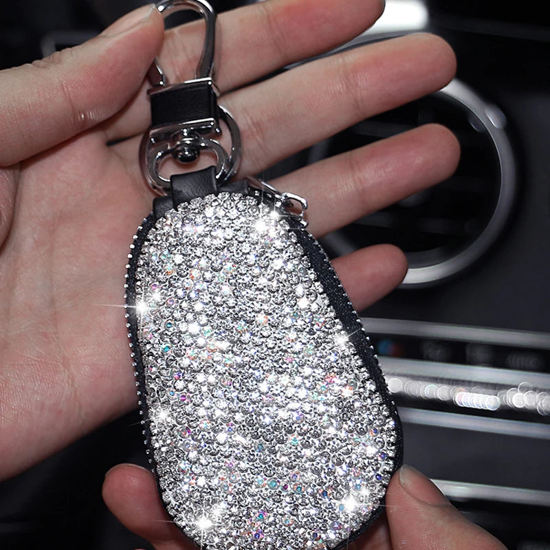 Universal Diamond Car Key Holder Storage Case Luxury Crystal Keychains Key Cover Bag Wallet for BMW Lada Benz Keychain