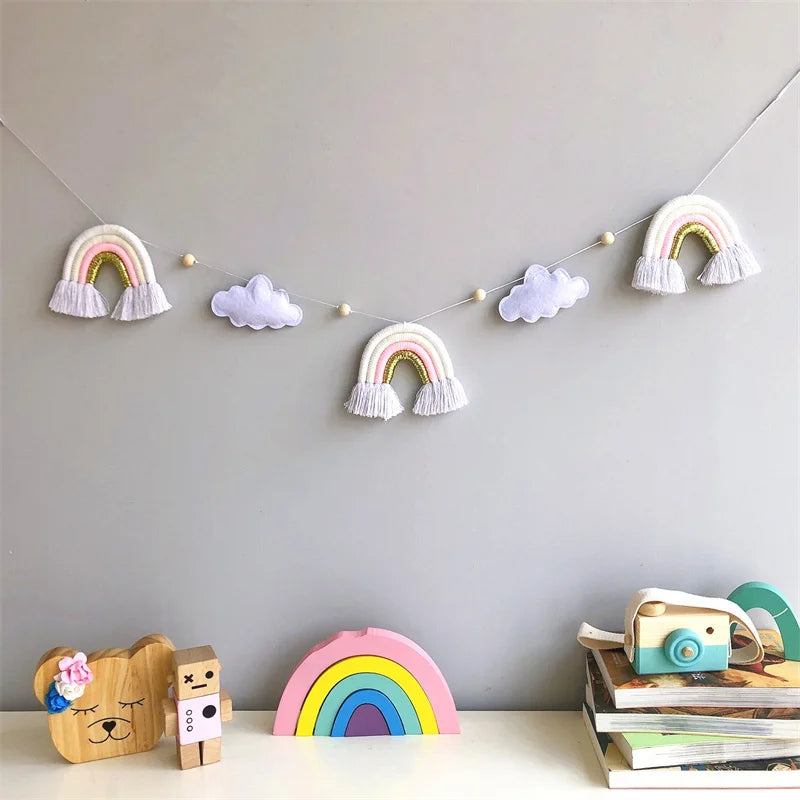 Nordic Cloud Rainbow Garlands Kids Room Ornament Banner Decor for Baby Bedroom Nursery Birthday Party Classroom Decoration Gift