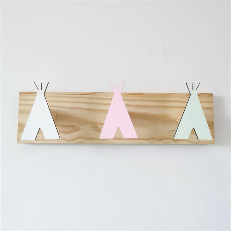 Nordic Wall Mounted Hooks Girls Boys Bedroom Decoration Pink Bow Crown Animal Coat Rack Hat Holder Nursery Wall Decor Organizer