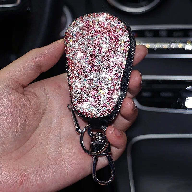 Universal Diamond Car Key Holder Storage Case Luxury Crystal Keychains Key Cover Bag Wallet for BMW Lada Benz Keychain