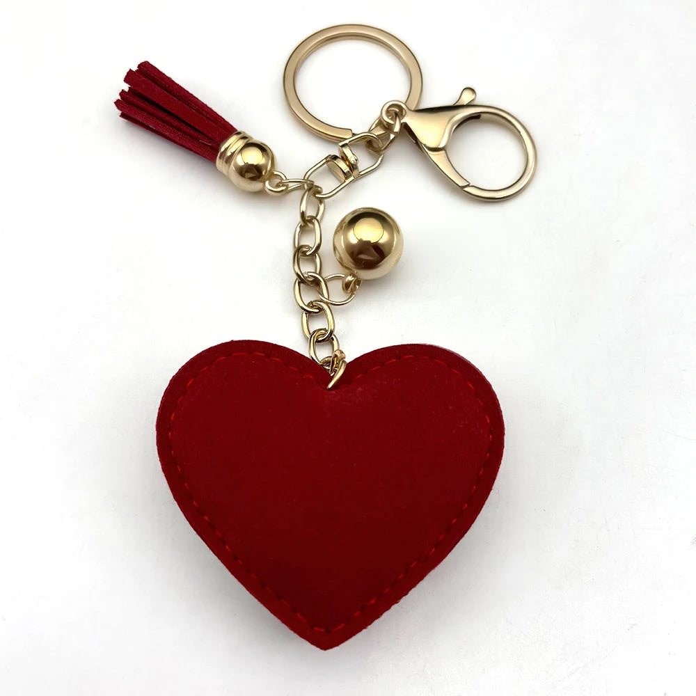 Two Heart Love Keychain Women Red White Rhinestone Romantic Keyring Jewelry Female Fashion Bag Charm For Valentine'S Day Gift