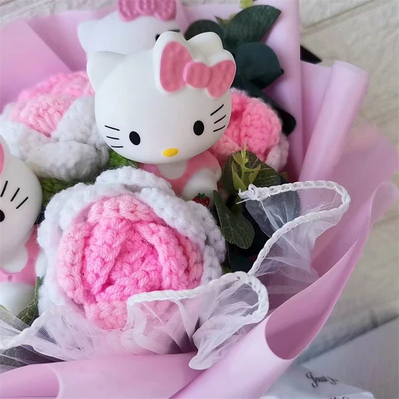 Hello Kitty Cartoon Plush Bouquet  Anime  Rose Soap Flowers  Doll Home Wedding Decoration Christmas Valentine's Day Gift