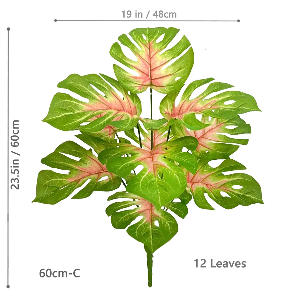 52-100cm(39.4in)  Artificial Monstera Plant Fake Palm Tree Plastic Turtle Leaf Green Plant for Home Garden Room Office Decor