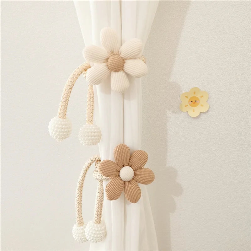 Flower pearl clasp Tieback Window Curtain Buckle Clip Kids Room Hanging Curtain Holders Tie Backs Curtain Accessories Home Decor