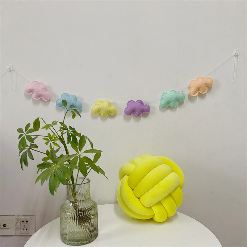 Nordic Felt Cloud Garlands String Wall Hanging Ornaments Baby Bed Kids Room Decoration Nursery Decor Photo Props Party Banner