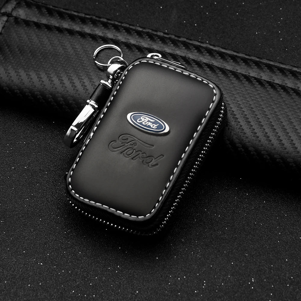 Luxury Leather Car Logo Keychain Key Rings Key Holder Auto Accessories For Ford Ranger Focus Kuga Mustang Mondeo Fusion Esco