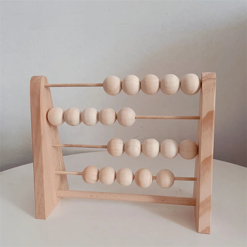 Natural Wooden Abacus With Beads Kids Room Desktop Decor Baby Early Learning Educational Toys Girl Boy Room Craft Ornament Gifts